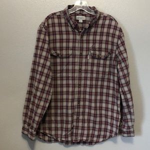 Carhartt plaid shirt Men's L Large gray red long sleeve button front relaxed fit